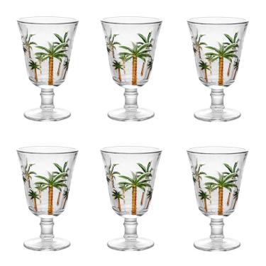 Imagem de Conjunto 6 Taças de Água Palm Hand Painting Cristal 240ml Transparente Lyor