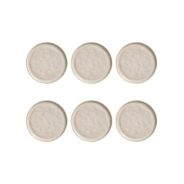 Imagem de Conjunto de Pratos de Sobremesa Porto Brasil Linhas Latte com 6 peças - Bege