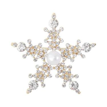 Imagem de Broche De Natal Unissex Feminino Com Strass Floco De Neve E Flor De Vi