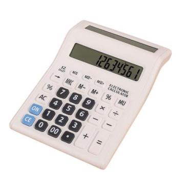 Imagem de Calculadora de Mesa Visor Duplo Grande 12 Digitos - Dexin, Branco
