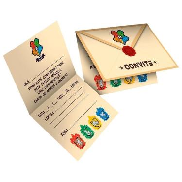 Imagem de Convite de Aniversário Harry Potter Kids Papel Offset 8 Unidades Festcolor