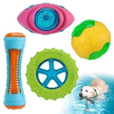 Imagem de Brinquedos Flutuantes para Piscina de Cachorro MEWTOGO 4 Peças com Api