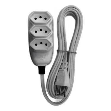 Imagem de Extensão Tripla 2P+T Cabo PP 3x0,75mm 5m Cinza - Ilumi