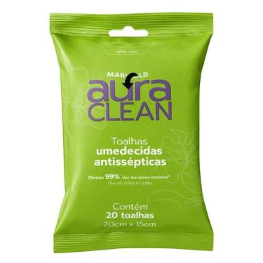 Imagem de Toalha Umedecida Marigold Aura Clean Antissépticos com 20 Unidades