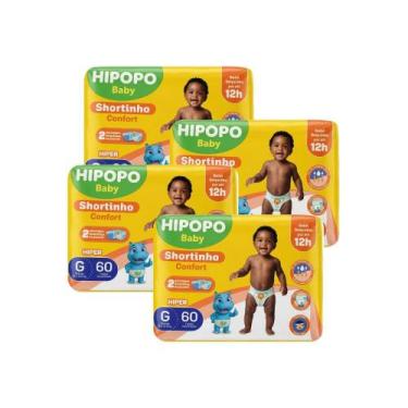 Imagem de Kit c/4un fralda calça hipopó tam g 60un cada