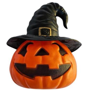 Imagem de Abóbora Chapéu Laranja 33cm Decoração de Halloween Plástico - SM Decor
