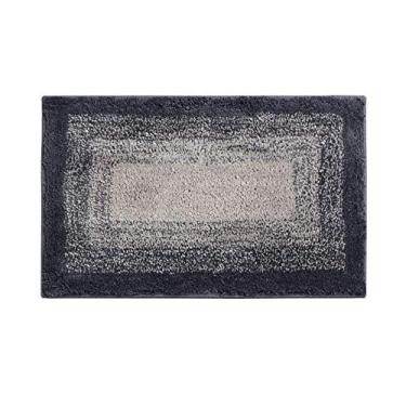 Imagem de Tapete de banheiro macio com moldura flocada gradiente tapete de chuveiro macio para absorção de água para sala de estar, banheiro, varanda, entrada, sala de lavar, cinza, 5080 cm