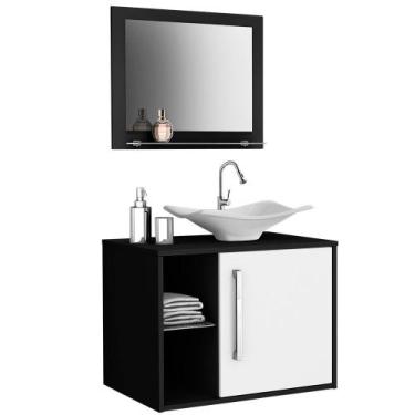 Imagem de Gabinete Para Banheiro Com Cuba E Espelho Baden Branco Preto - Lyam De