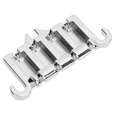 Imagem de Ponte de baixo, 4 pontes de cordas exterior lisa com parafusos de montagem para guitarra elétrica e baixo(Prata)