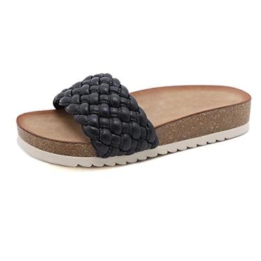 Imagem de Sandálias de cunha + chinelos femininos + sandálias plataforma + sapatos de tecido + sandálias antiderrapantes confortáveis ​​+ sandálias de praia de verão + sapatos de jardim-Preto_38