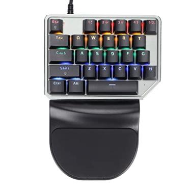 Imagem de Zyyini Teclado para jogos RGB de uma mão, 27 teclas, 9 LEDs, com fio, cores mistas, retroiluminado, teclado universal para computador, com fio, USB, com uma mão, ergonômico, retroiluminado, para PC/desktop/laptop
