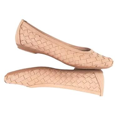 Imagem de Sapatilha Feminina Em Couro Legítimo Nude Bege Trice Confort (40)