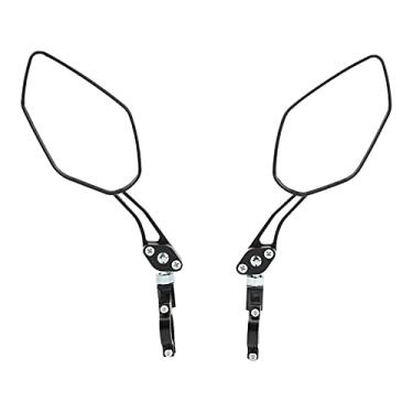 Imagem de Espelho de bicicleta de guidão, espelhos de bicicleta Espelho retrovisor de guidão 2 pacote, espelhos de bicicleta pretos ajustáveis ​​​​espelho retrovisor de bicicleta de liga de alumínio para m