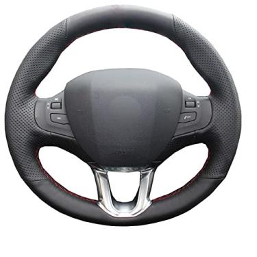 Imagem de JEZOE Capa de volante costurada à mão em couro, para Peugeot 208 2011-2019 Peugeot 2008 2013-2019 2017 2018 Acessórios do carro
