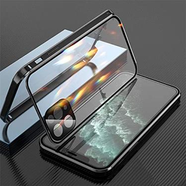 Imagem de Capa de telefone de vidro transparente delicada e bonita para iPhone 13 11 12 Pro Max 7 8 Plus X XS XR SE 2020 Capa resistente a choques com tudo incluído, preta, para iPhone 13 pro max