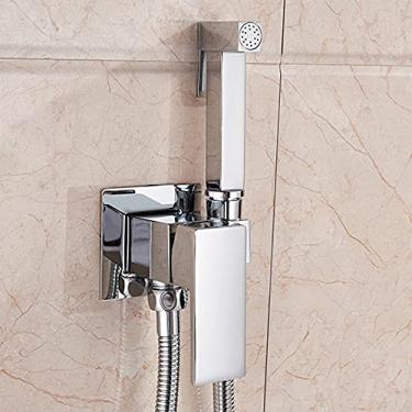 Imagem de Torneiras, torneira de cozinha Torneira de bidê Torneira de chuveiro de bronze Torneira de arruela Misturador de água quente fria Guindaste quadrado Pulverizador de chuveiro Torneiras de ban