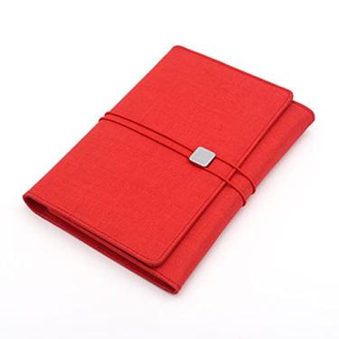 Imagem de Caderno de negócios A5 Diários Bloco de notas de reunião com caneta gel porta-cartões à prova d'água e anti-incrustante, vermelho, A5