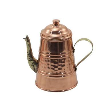 Imagem de Bule Em Cobre Bico Bronze Chaleira Café E Chá Jarra Tampa G