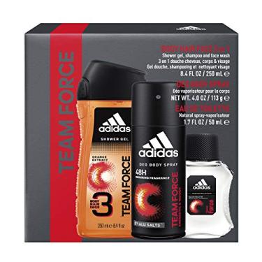 Imagem de Adidas, Team Force, conjunto de presente masculino de 3 peças com sabonete corporal, valor total de varejo US$ 25,00