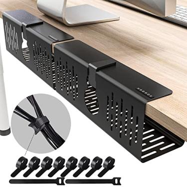 Imagem de NODOCA Bandeja de gerenciamento de cabos embaixo da mesa sem broca, gerenciamento de fio de 35 cm, braçadeira sem perfuração, bandeja de cabos de metal, organizador de fios sob a mesa, cesta sob a
