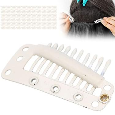 Imagem de 100 peças clipes de pente de peruca, pentes de peruca de aço inoxidável, clipe de pressão para extensão de cabelo, tampa, acessórios de peruca (#3)