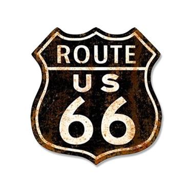 Imagem de Adesivo vintage preto Rusty Route 66 em forma de sinal (adesivo antigo da estrada histórica americana) (7,6 cm)