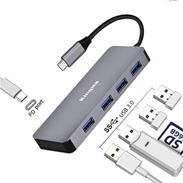 Imagem de Estação de ancoragem USB C Hub 5 em 1 USB-C para USB Adaptador Multiportas com 4 portas USB 3.0 e 1 porta de carregamento PD compatível com Windows, Mac e Linux