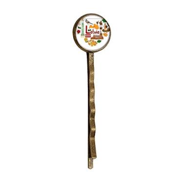 Imagem de Latvia Love Heart Landscap Bandeira Nacional Retro Metal Hair Bobby Pin Headwear