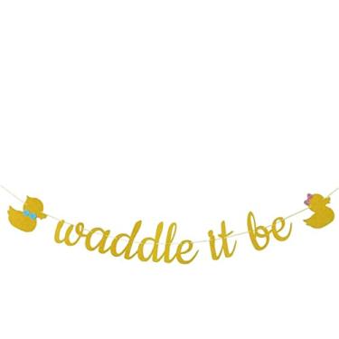 Imagem de Waddle It Be Gold Glitter Duck Gender Reveal Party Banner