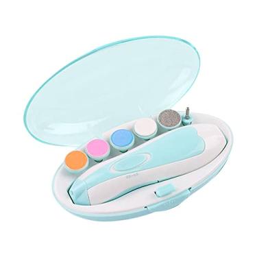 Imagem de Henniu Cortador Aparador Lixa de Unha de Bebê 6 em 1 com luz LED Kit de Aparador de Unhas Elétrico para Bebê Recém Nascido com 6 unidades lixas para diversas idade com segurança. - AZUL