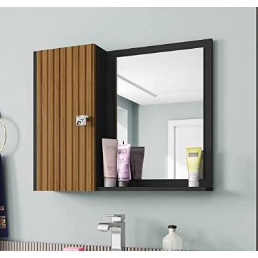 Imagem de Armário Espelheira Com Porta Genova Preto/Ripado