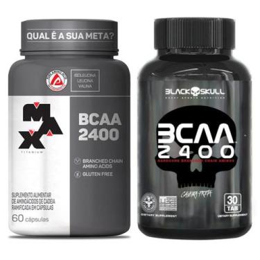 Imagem de Kit Bcaa 2400Mg 60 Caps Max Titanium + Bcaa 30 Caps Black Skull