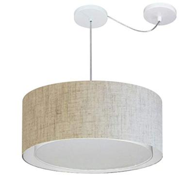 Imagem de Lustre Pendente Cilíndrico com Desvio de Centro Cúpula Tecido 25/50x40 cm, Vivare Iluminação, Pendente4314 RST, Rustico Bege, Médio