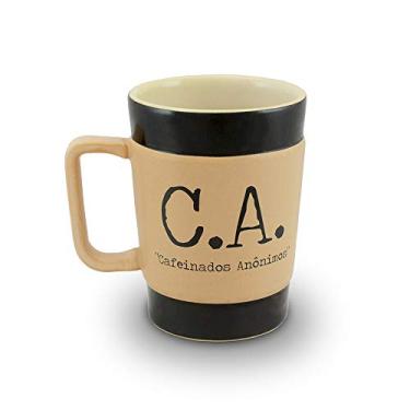 Imagem de Caneca de Cerâmica Coffee to Go "C.A.", 300ml, Creme, Mondoceram