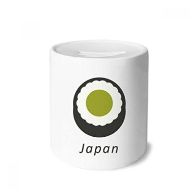 Imagem de DIYthinker Porta-moedas tradicional japonesa preta Maki Sushi caixa de cerâmica porta-moedas presente de cofrinho