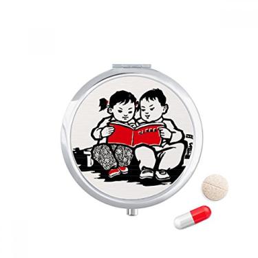Imagem de Porta-comprimidos para meninos e meninas, livro patriotismo chinês, bolso para remédios