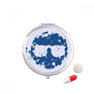 Imagem de Blue Glasses Design Caixa de armazenamento de medicamentos com estampa de ilustração redonda