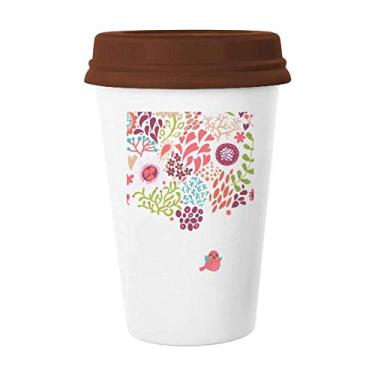 Imagem de Caneca de café de cerâmica com flores de cor sólida para desenho de pássaros caneca de café copo de cerâmica