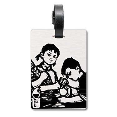 Imagem de Boy Girl Trigo Microscópio Patriotismo Bolsa Etiqueta Cartão de Bagagem Pendurada Etiqueta