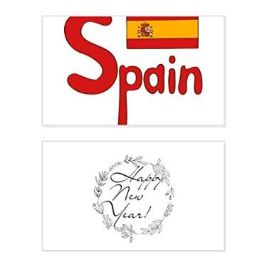 Imagem de Bandeira Nacional da Espanha com Padrão Vermelho Ano Novo Festival Cartão de felicitações Bless Mensagem Presente