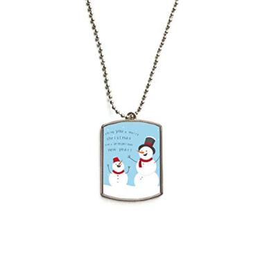 Imagem de Colar de aço inoxidável com pingente de identificação de cachorro Merry mas Snowman Blue Sky