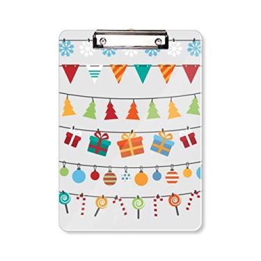 Imagem de Merry Christmas Bandeira colorida Ilustração Prancheta Pasta Bloco de Escrita Placa de Apoio A4
