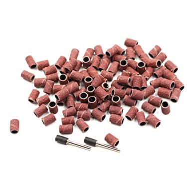 Imagem de Driak 100 fotos 1/4"/6,35 mm Sanding Sand 80 Grit Sanding Drum Sleeves Sander Mandrels Drum Fit Inclui 2 Mandris de tambor de borracha compatíveis com Dremel