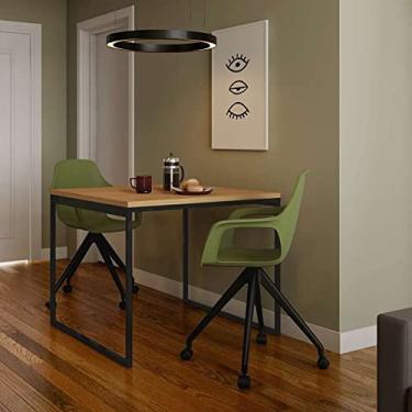 Imagem de Mesa de Jantar Quadrada Industrial Boise Carvalho e Preta 90 cm