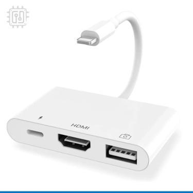 Imagem de Cabo Adaptador Lightning para hdmi - USB otg - Entrada para Carregador - Espelhar Tela iPhone iPad na TV