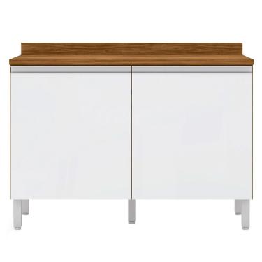 Imagem de Balcão Duplo Jaspe Com 2 Portas E 1 Prateleira Bartira Damasco Com Branco