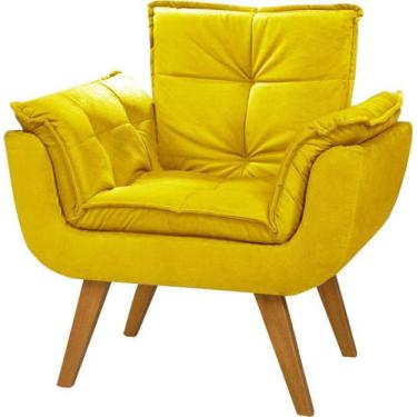 Imagem de Cadeira Decorativa Opalla Pés Palito Suede Amarela - Kimi Design
