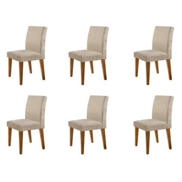 Imagem de conjunto com 6 cadeiras atenas suede amassado chocolate e capuccino