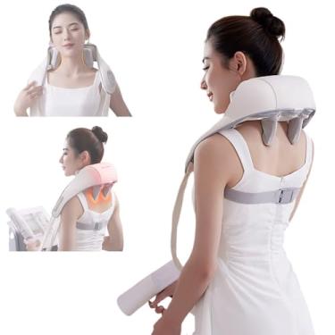 Imagem de Massageador elétrico para amassar o pescoço para relaxamento muscular, amassamento biônico/recarregável/calor de temperatura constante/6 cabeças de massagem/temporização