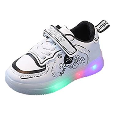 Imagem de 4t Sapatos de menina sapatos infantis iluminação LED sapatos casuais meninos meninas estudantes branco rosa bonito macio meninas tênis de corrida 13, Preto, 10.5 Little Kid